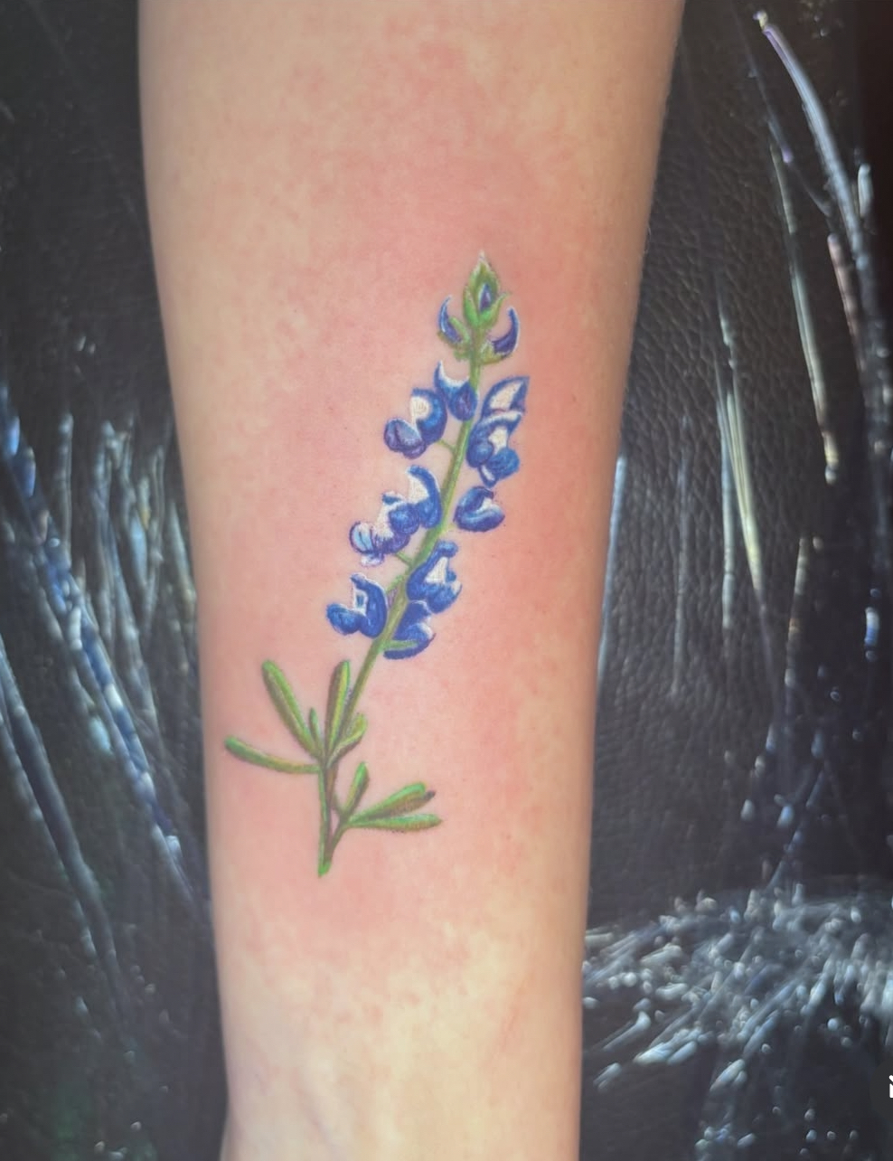 Color realism bluebonnet tattoo by Kiwi