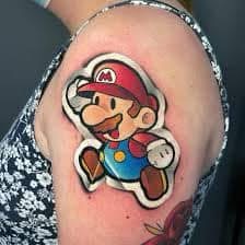 Paper Mario sticker style tattoo by Stax